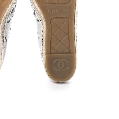 Chanel Cotton Jacquard Grosgrain CC Print Espadrilles 37 Grey Black 8 of 12