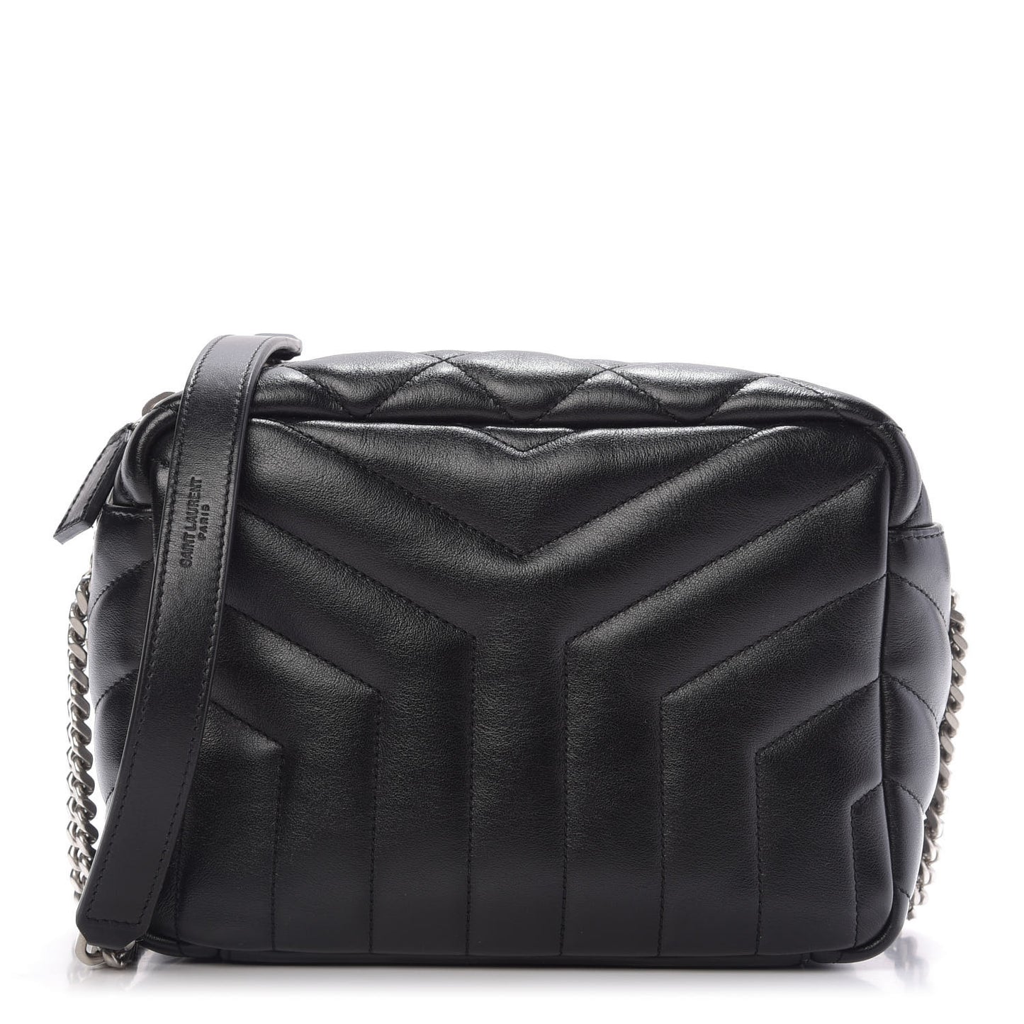 Calfskin Y Quilted Monogram Small Loulou Bowling Bag Black