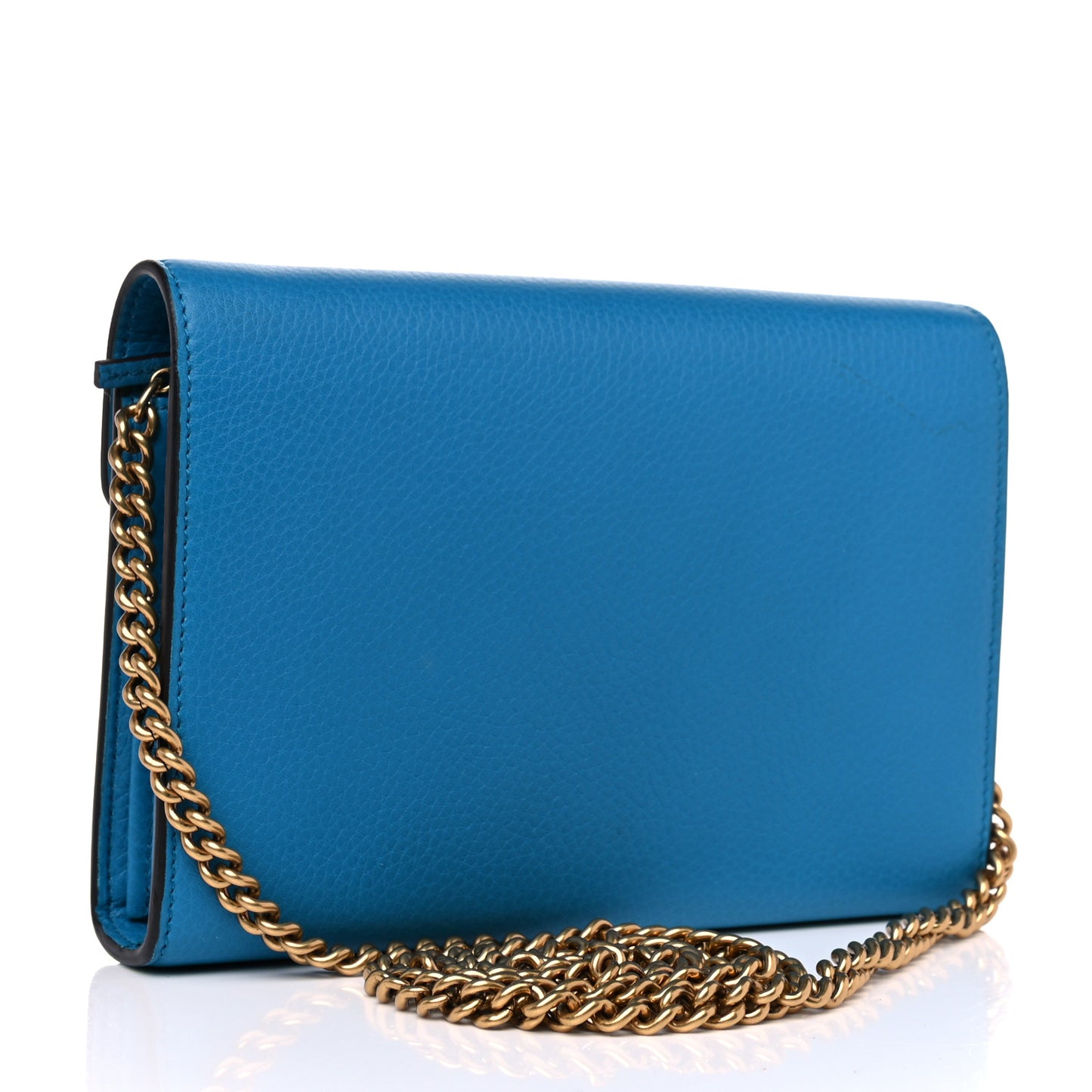 Calfskin GG Marmont Chain Wallet Blue