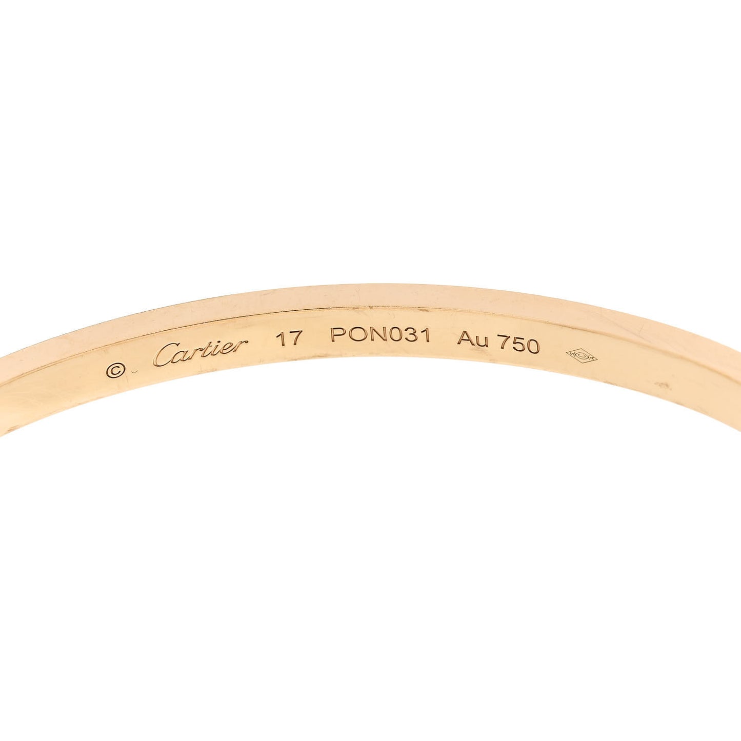 18K Yellow Gold Small LOVE Bracelet 17