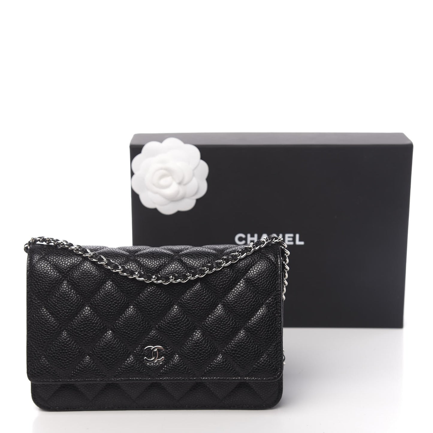 Caviar Quilted Wallet On Chain WOC Black