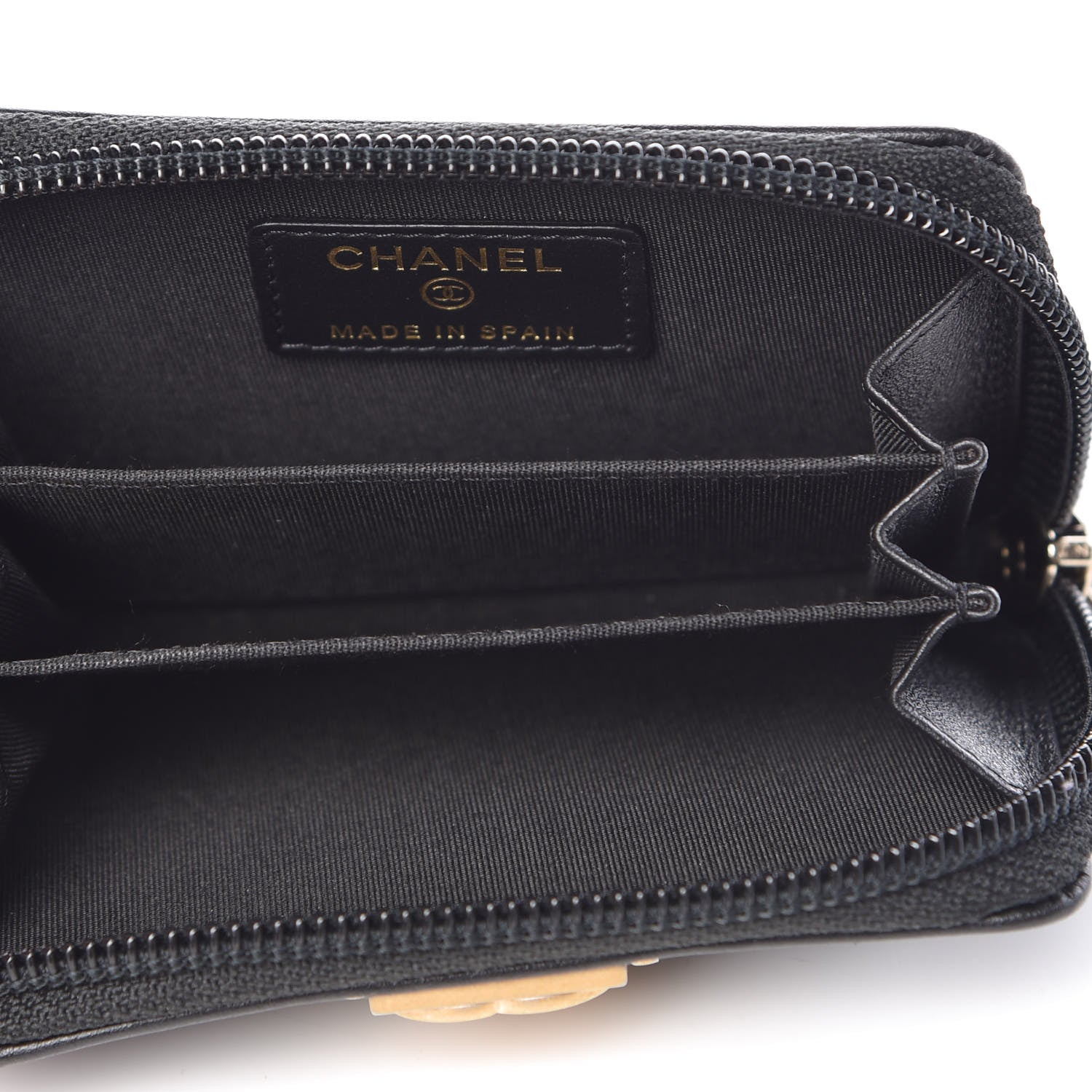 Chanel Calfskin Quilted Zip Around Boy Coin Purse Wallet Black 5 of 8