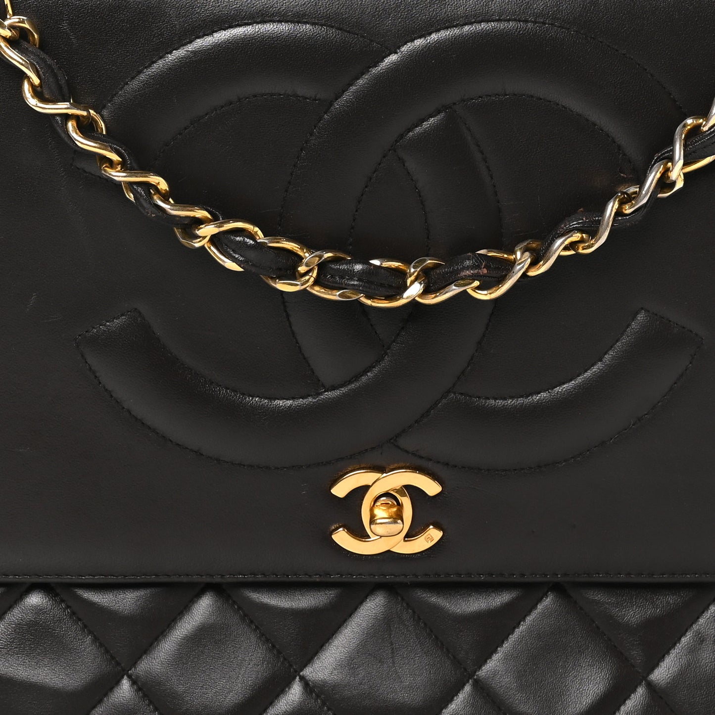 Lambskin Quilted CC Maxi Jumbo Single Flap Brown