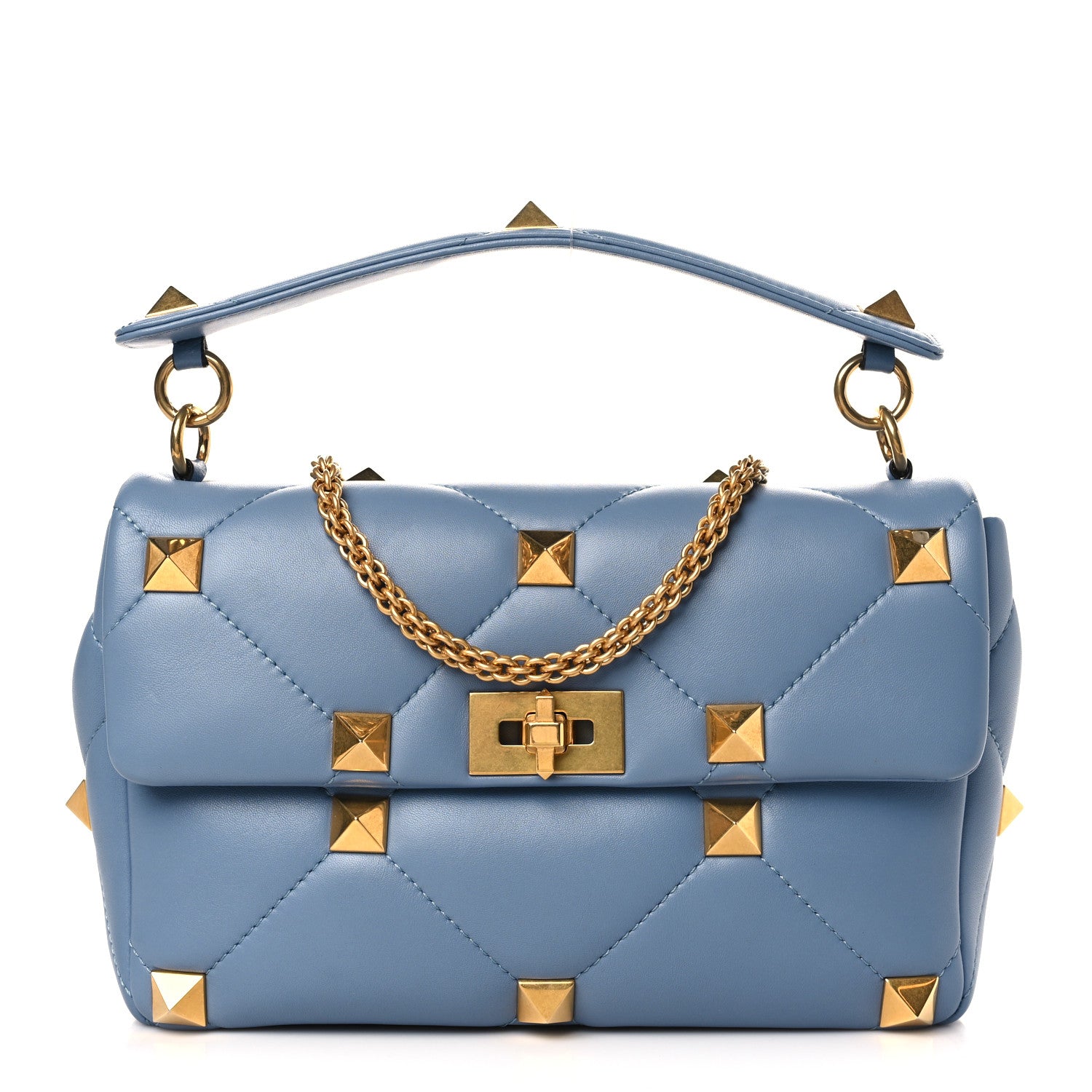 Valentino Garavani Nappa Large Roman Stud Shoulder Bag Niagara 1 of 8