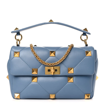 Valentino Garavani Nappa Large Roman Stud Shoulder Bag Niagara 1 of 8