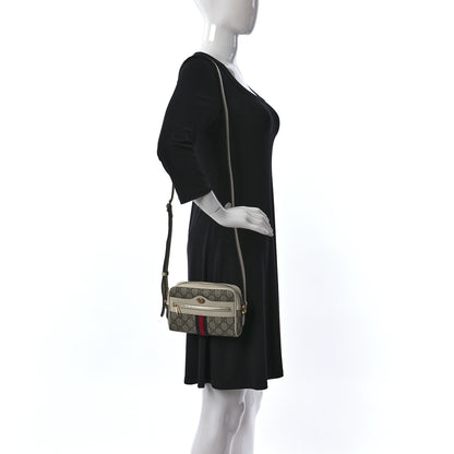 Gucci GG Supreme Monogram Textured Calfskin Web Mini Ophidia Shoulder Bag Beige Ebony Mystic White 2 of 11