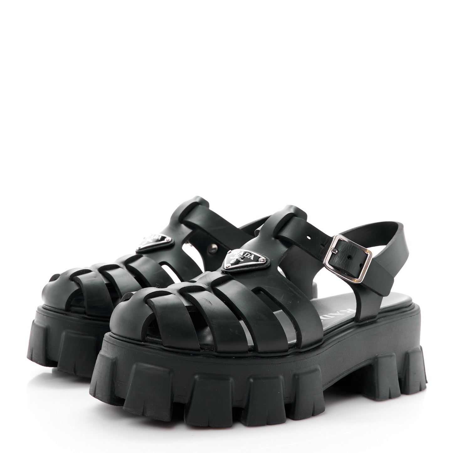 Foam Rubber Triangle Logo Monolith 55mm Cage Sandals 36 Black
