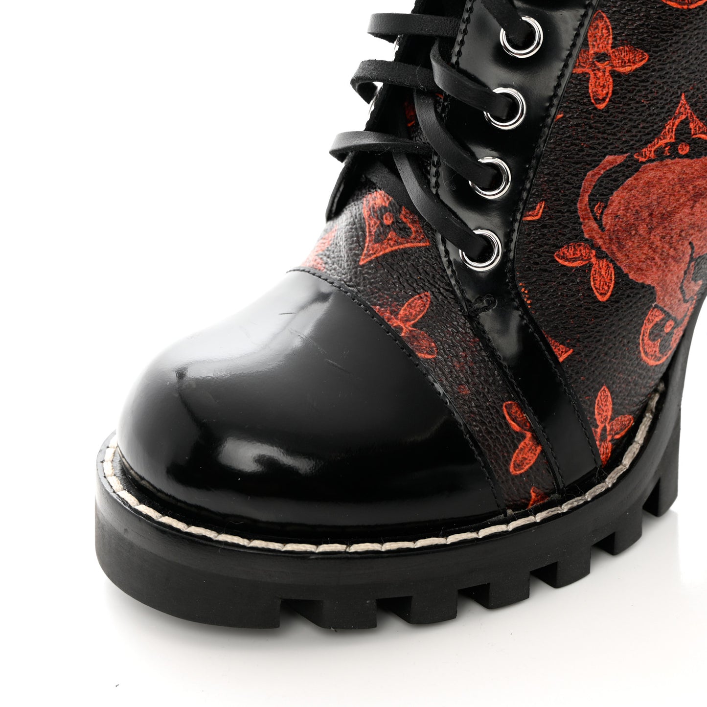 Patent Calfskin Catogram Star Trail Ankle Boots 38.5 Black Marron