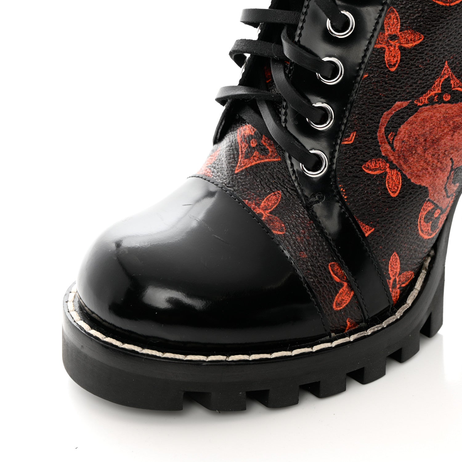 Louis Vuitton Patent Calfskin Catogram Star Trail Ankle Boots 38.5 Black Marron 8 of 10