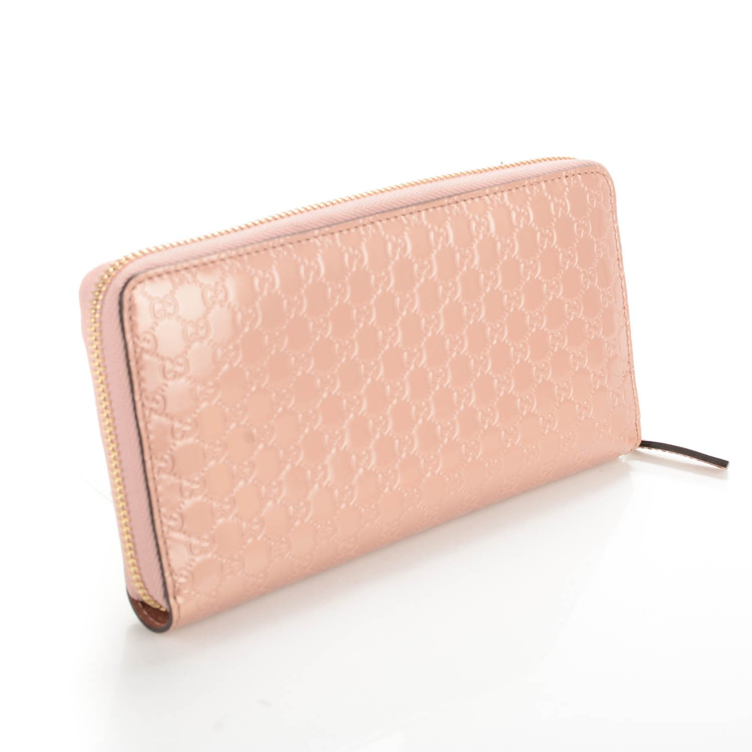 Gucci Patent Microguccissima Bow Heart Zip Around Wallet Pink 3 of 7