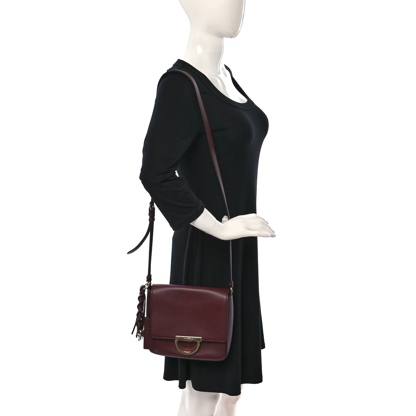 Calfskin Gancini Lock Flap Crossbody Burgundy