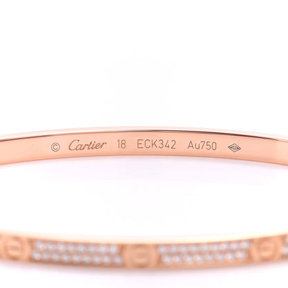 Cartier 18K Pink Gold Diamond Small LOVE Paved Bracelet 18 4 of 5