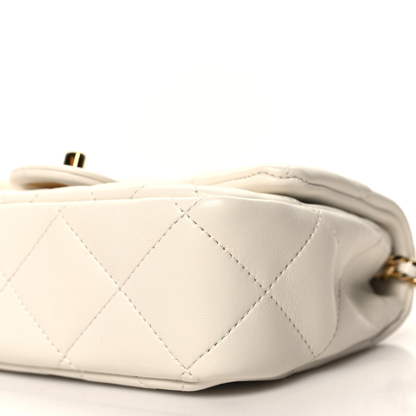 Lambskin Resin Quilted Top Handle Flap White