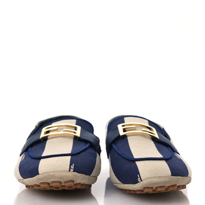 Fendi Fabric Jacquard FF Pequin Loafers 38 Bei Midnight 2 of 10