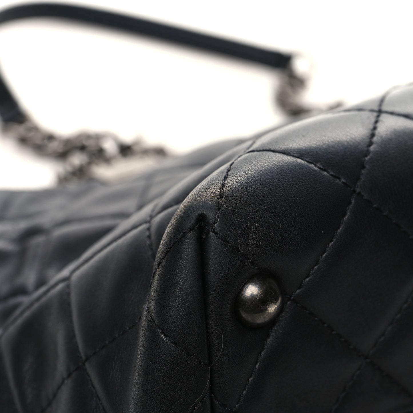 Calfskin Quilted Small Shopping In Chains Tote Black