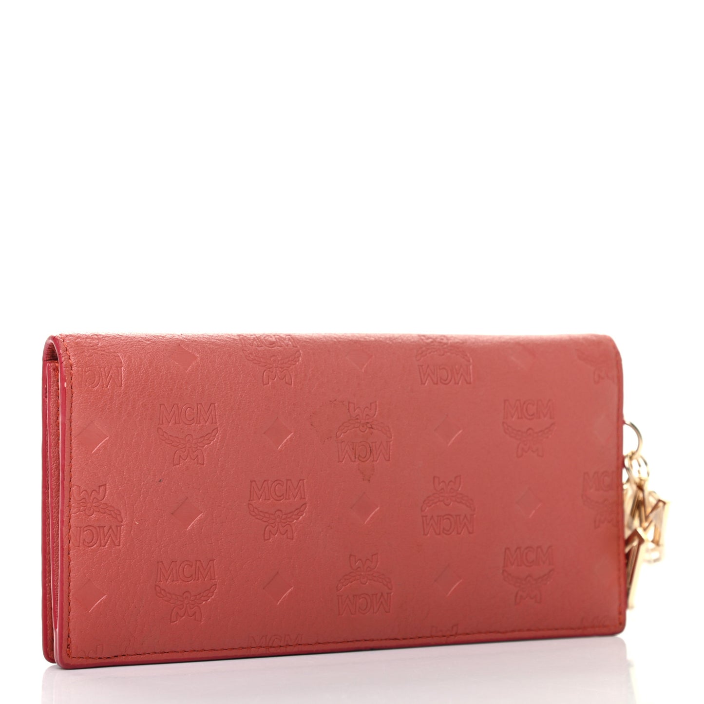 Calfskin Signature Monogram Klara Two Fold Wallet Hot Coral
