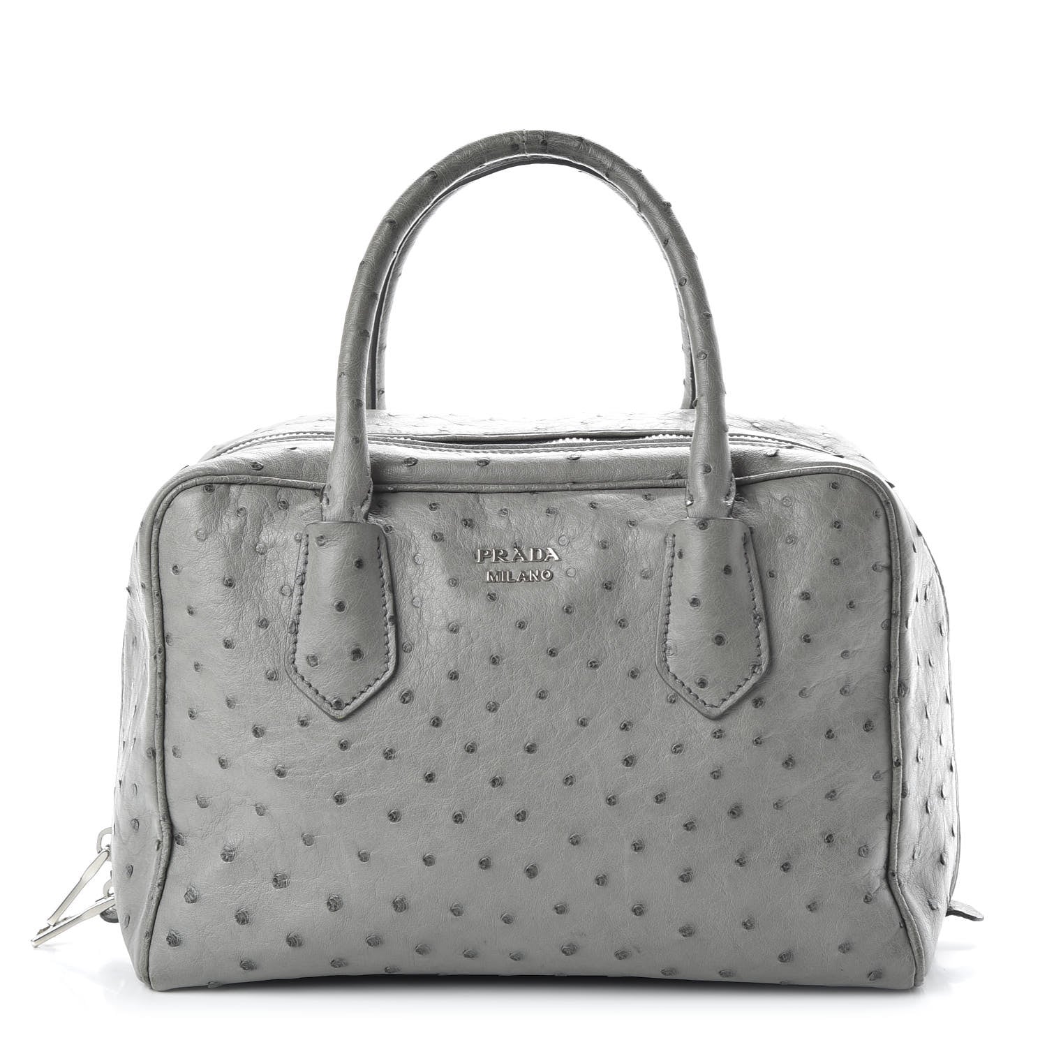 Prada Ostrich Lage Inside Tote Grey 1 of 9
