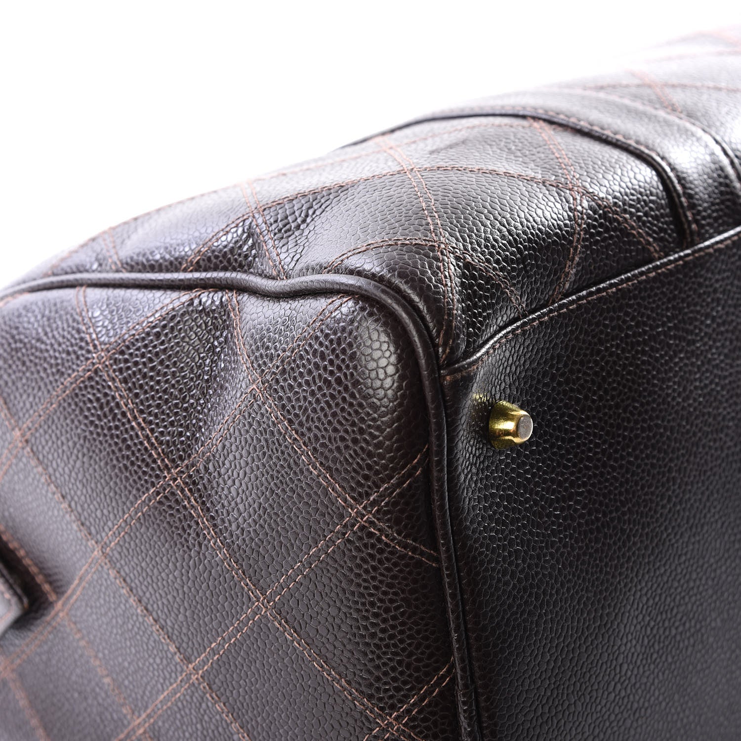 Chanel Caviar Stitched Boston Brown 5 of 11