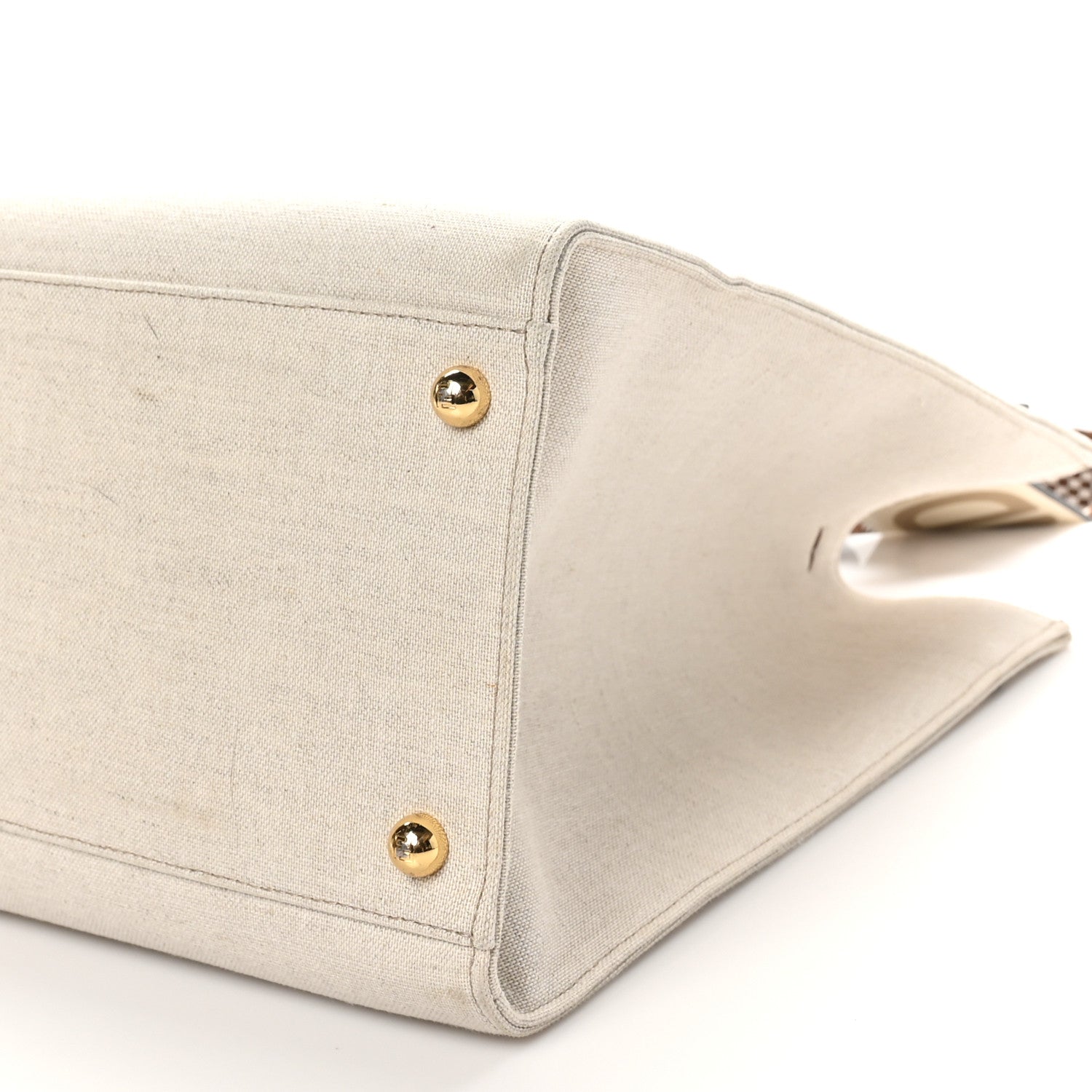 Fendi Canvas Vitello King Logo Embroidered Medium Fendi Sunshine Shopper Tote Grezzo Ghianda 9 of 9