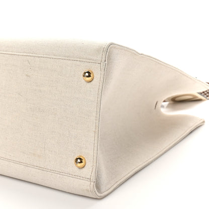 Fendi Canvas Vitello King Logo Embroidered Medium Fendi Sunshine Shopper Tote Grezzo Ghianda 9 of 9