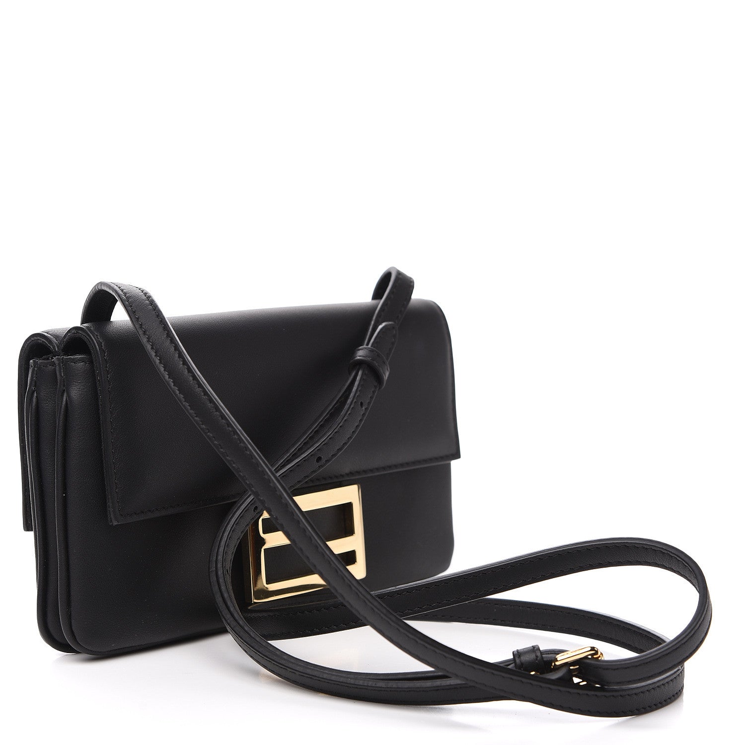 Fendi Vitello Grace Matte Duo Baguette Black 2 of 9