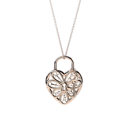 Tiffany 18K Rose Gold Filigree Heart Key Pendant Necklace 4 of 6
