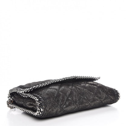 Stella McCartney Metallic Shaggy Deer Quilted Falabella Shoulder Flap Black 4 of 8