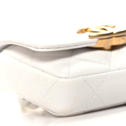 Chanel Lambskin Lacquered Metal Quilted Flap Chain Belt Bag White 10 of 13