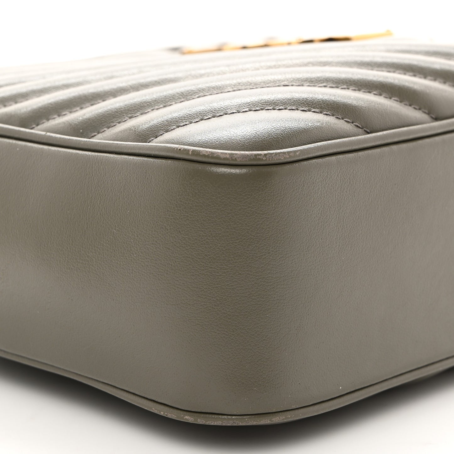 SAINT LAURENT Calfskin Matelasse Monogram Lou Camera Bag Dusty Grey