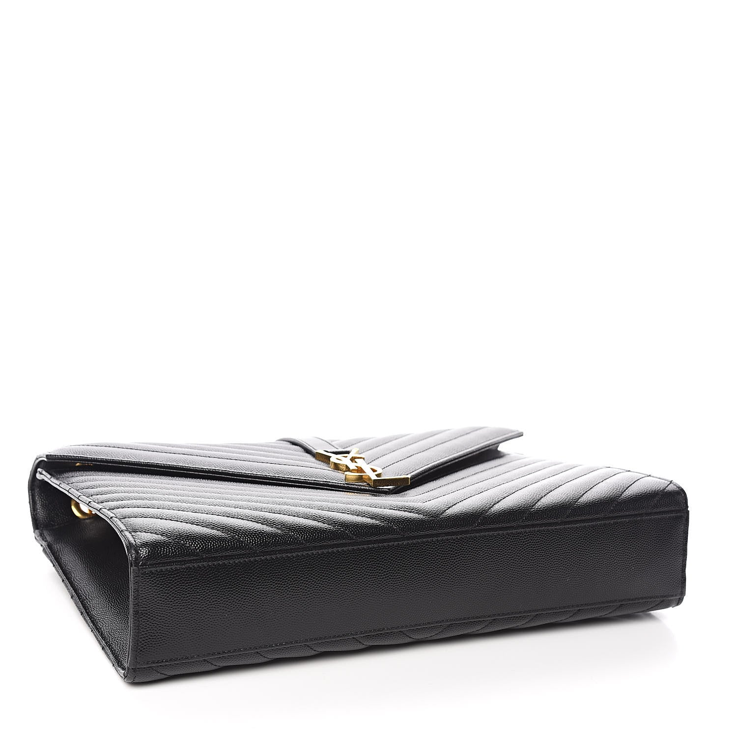 Saint Laurent Grain De Poudre Matelasse Chevron Large Monogram Satchel Black 4 of 10