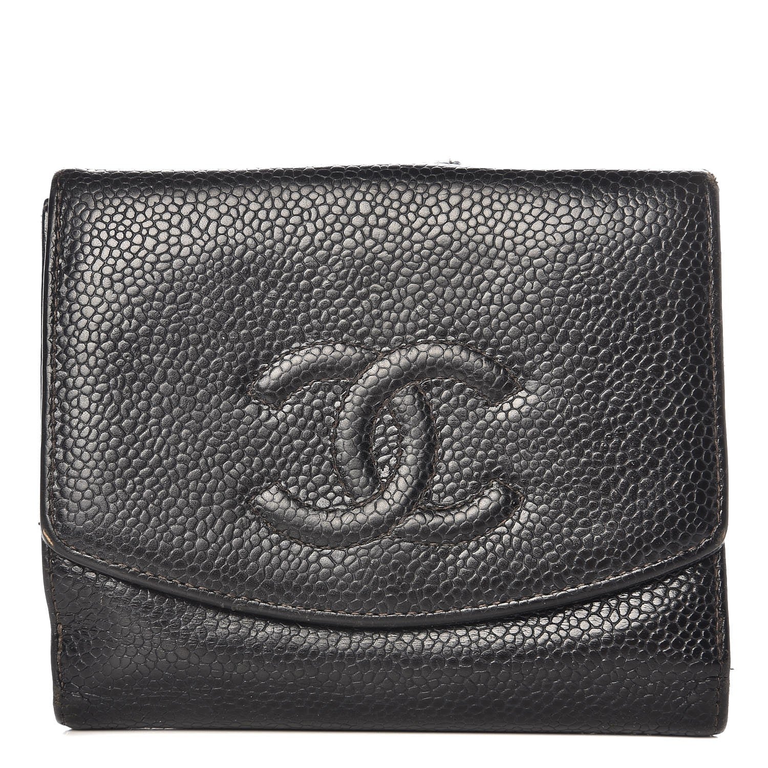 Chanel Caviar Timeless CC Compact French Wallet Black 1 of 12