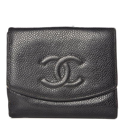 Chanel Caviar Timeless CC Compact French Wallet Black 1 of 12