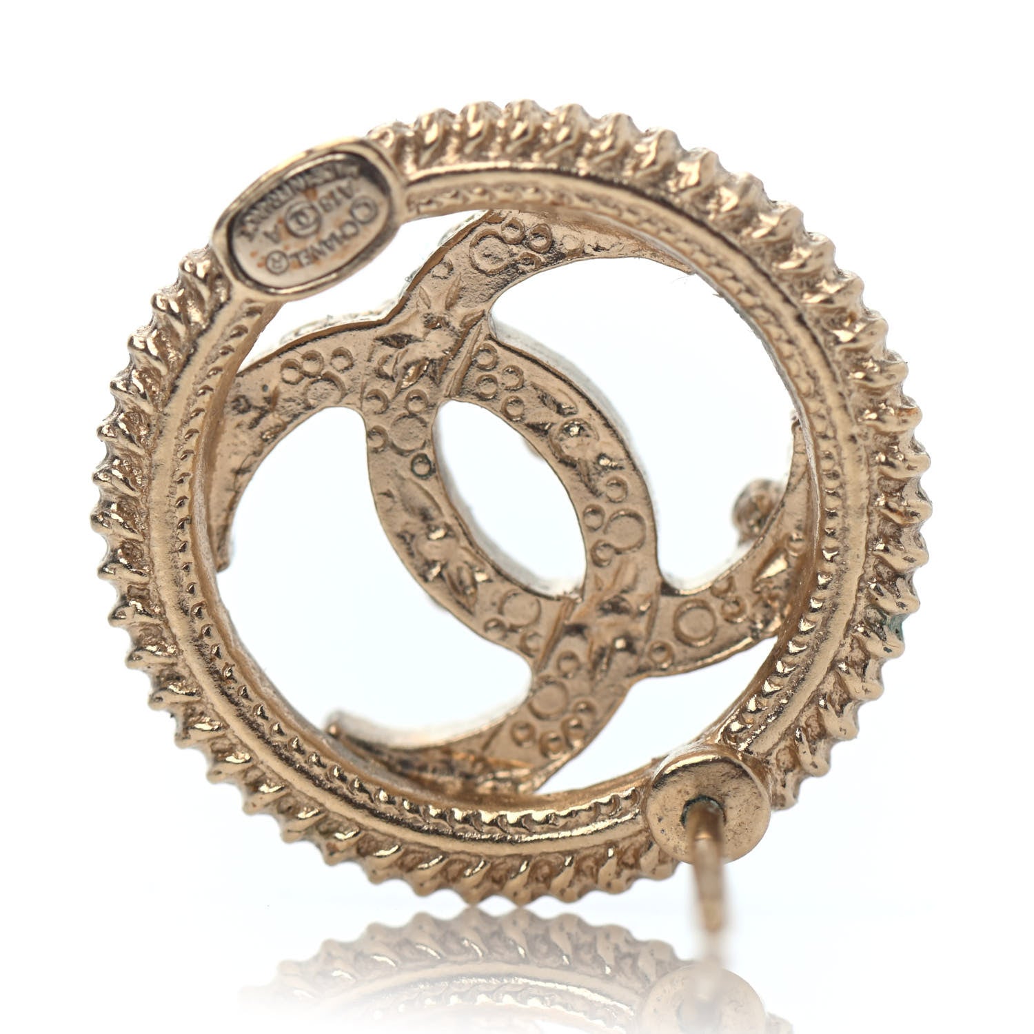 Chanel Pearl Crystal CC Round Earrings Gold 4 of 4