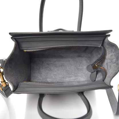 Celine Drummed Calfskin Nano Luggage Kohl 5 of 9