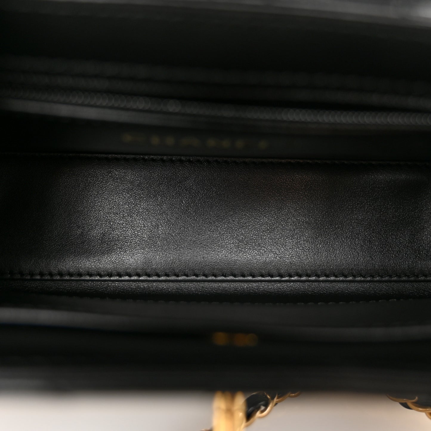 Shiny Aged Calfskin Quilted Nano Kelly Shopper Black