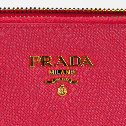 Prada Saffiano Flat Zip Wristlet Peonia 6 of 9