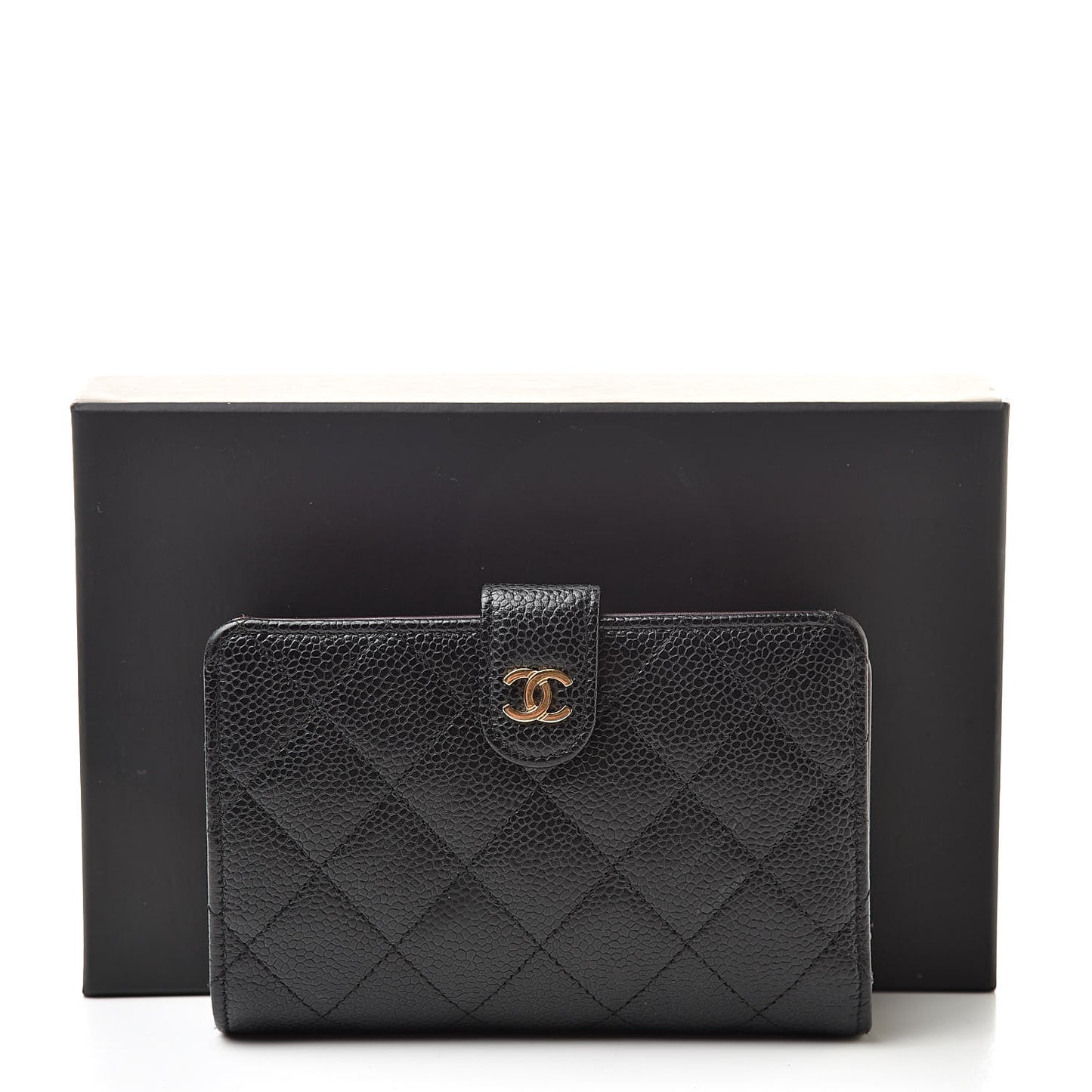 Caviar Quilted Zipped Pocket Wallet Black