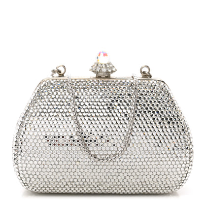 Judith Leiber Swarovski Crystal Minaudiere Clutch Silver 1 of 8