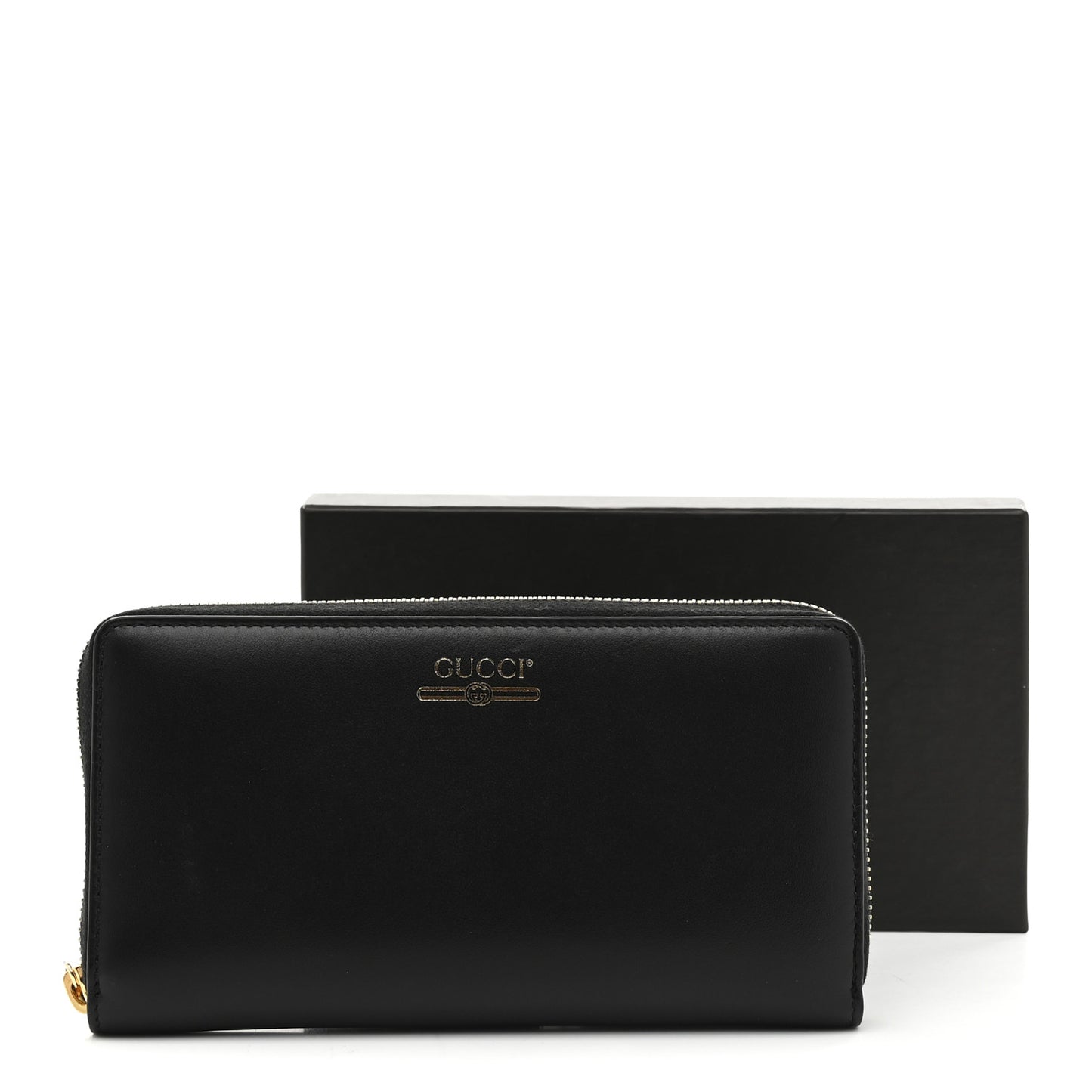 Plutone Calfskin Logo Zip Around Wallet Black