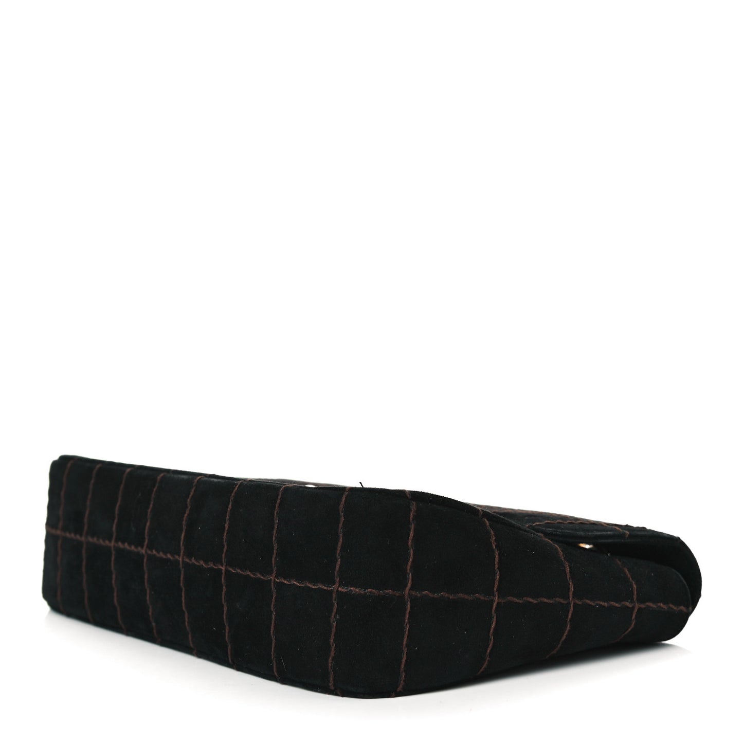 Suede Square Double Stitch Flap Black