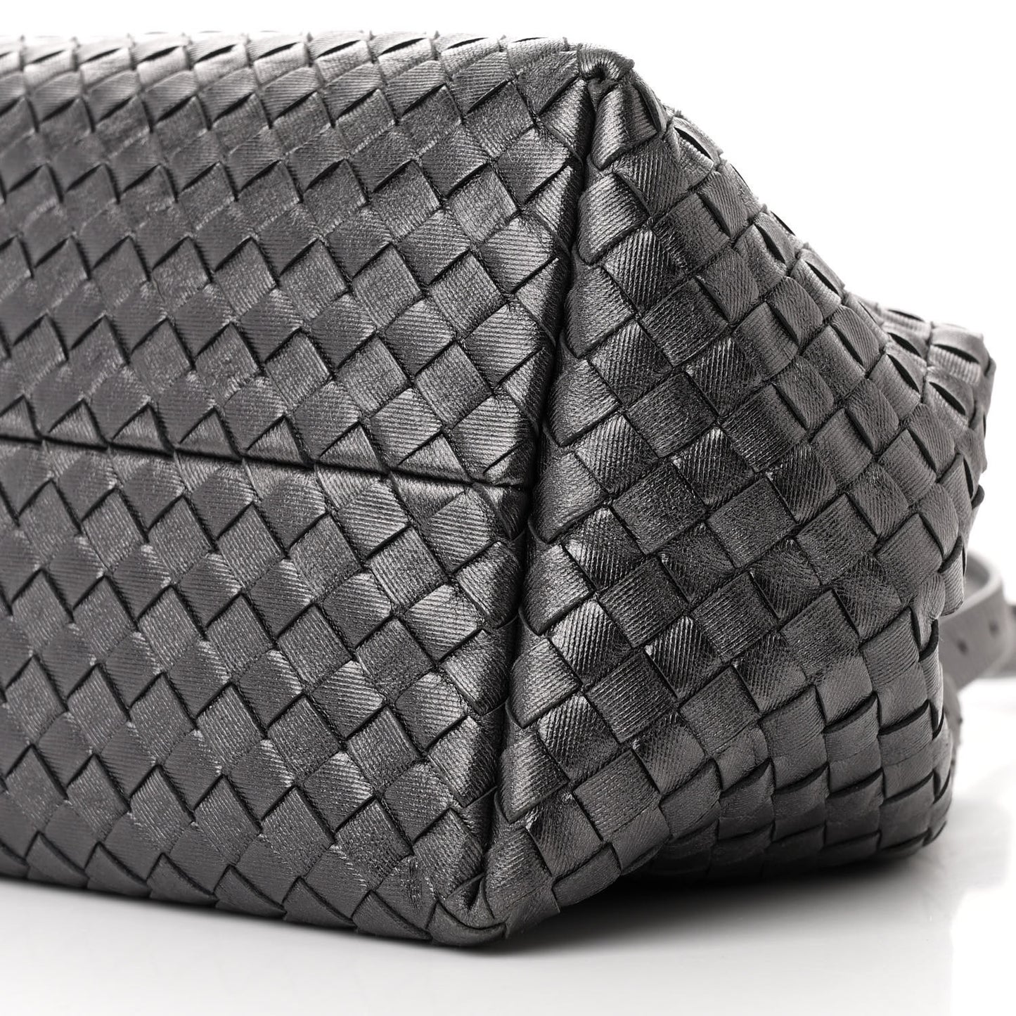 Metallic Nappa Intrecciato Small Cesta Tote Steel