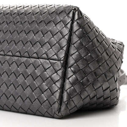 Bottega Veneta Metallic Nappa Intrecciato Small Cesta Tote Steel 10 of 12