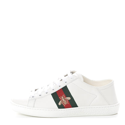 Gucci Calfskin Web Bee Embroidered Womens Ace Sneakers 36 White Green 1 of 7