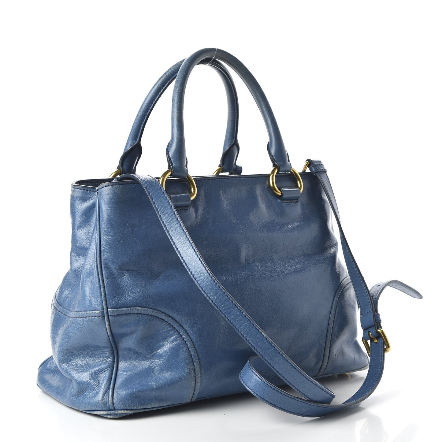 Vitello Shine Top Handle Satchel Laguna