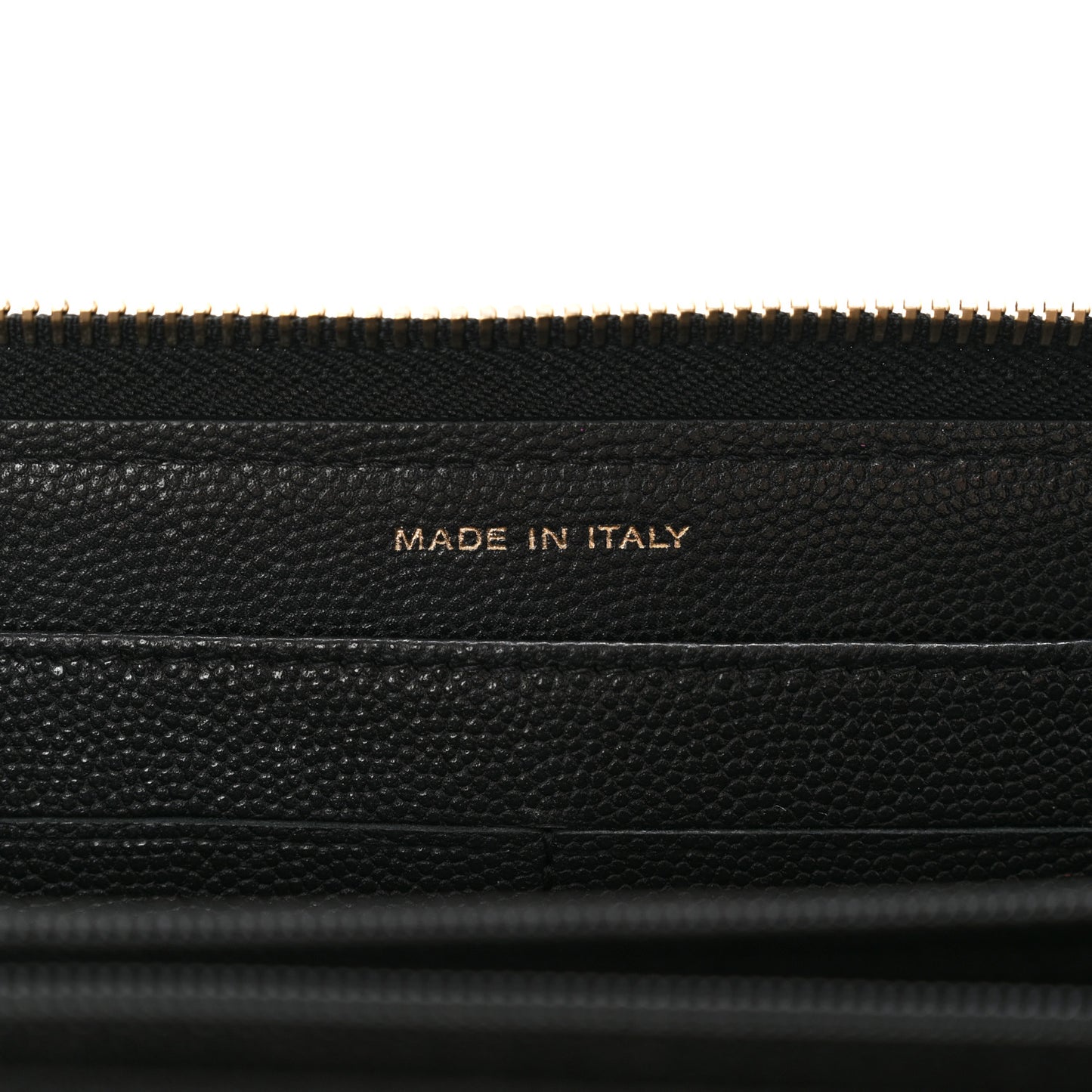 Caviar Camellia Embossed Large Zip Around Gusset Wallet Black