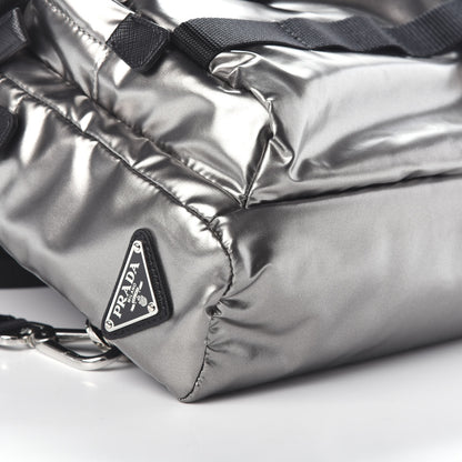 Prada Metallic Tessuto Nylon Saffiano Sling Backpack Silver 6 of 7