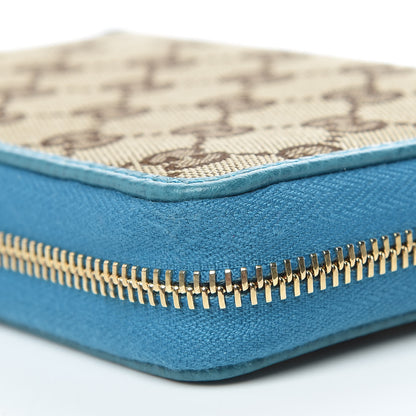 Gucci Monogram Dollar Calfskin Zip Around Compact Wallet Beige Ebony Deep Cobalt 11 of 12