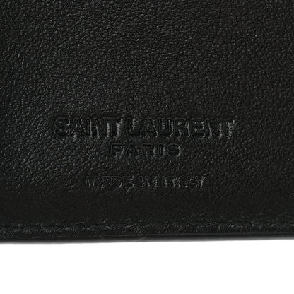 Saint Laurent Calfskin Leopard Printed Monogram Bi-Fold Zipped Wallet Black 6 of 10