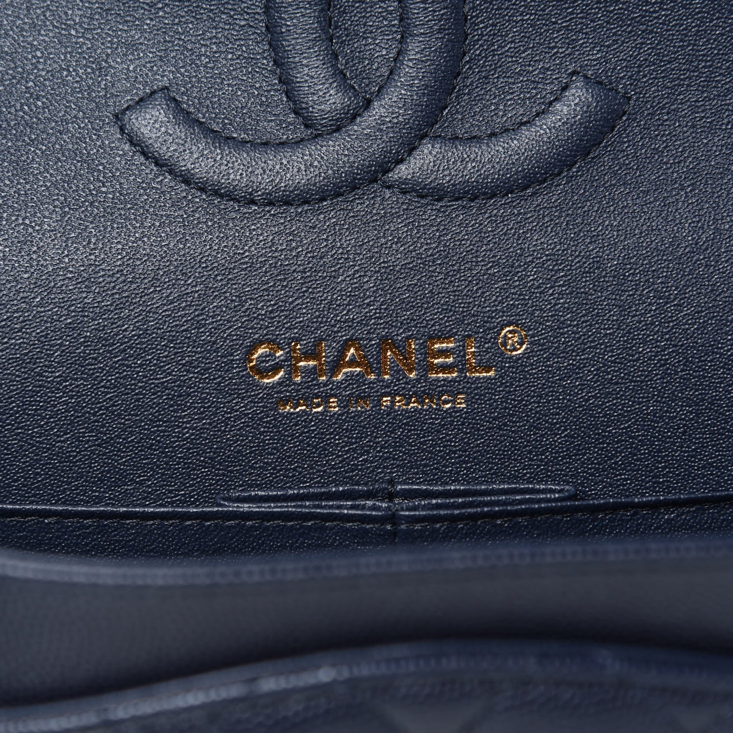 Caviar Quilted Medium Double Flap Navy