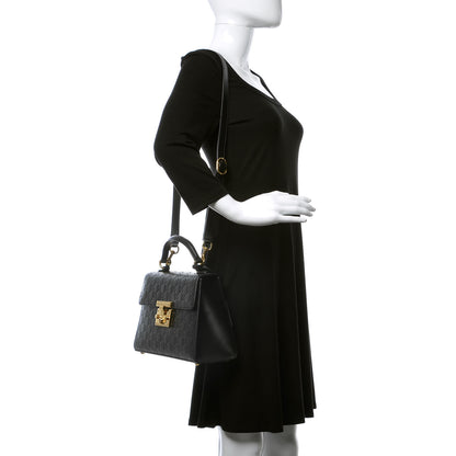 Gucci Guccissima Signature Small Padlock Top Handle Bag Black 2 of 12